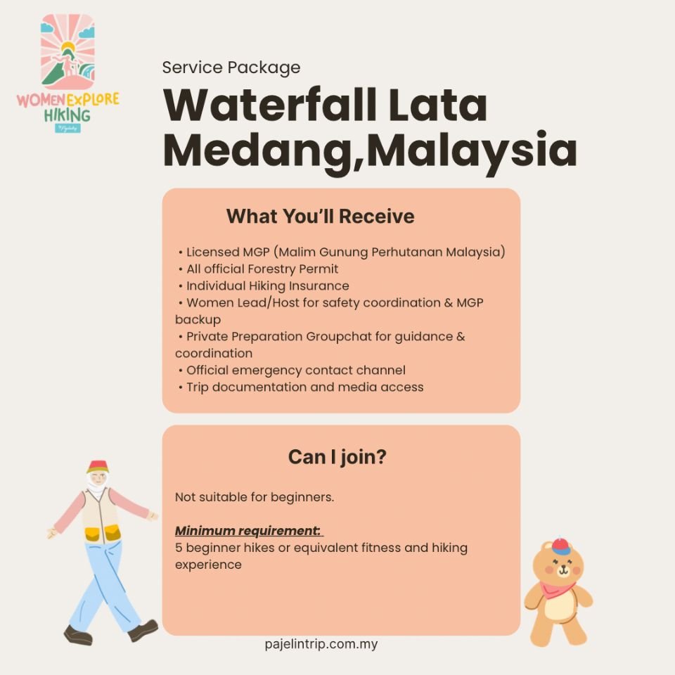 29 Aug 2026 Waterfall Lata Medang-Daytrip No transport provided, KKB Selangor Intermediate Women Explore Hiking